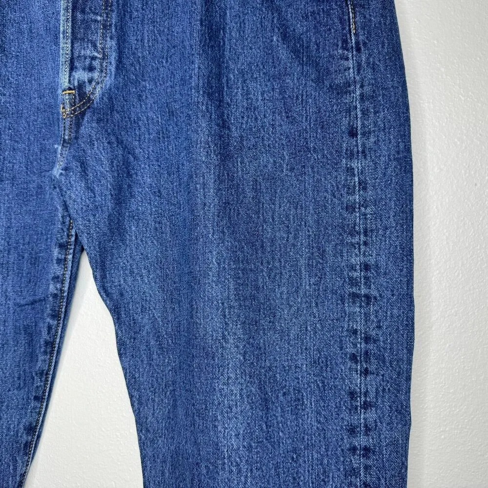 Levi's Levi Strauss Mens 501 Jeans‎ Size 42x32 Button Fly Dark Wash Red Tab